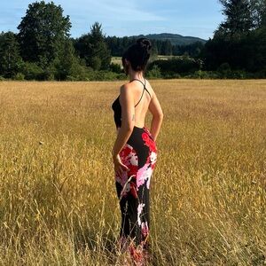 Elegant Backless Floral Dress